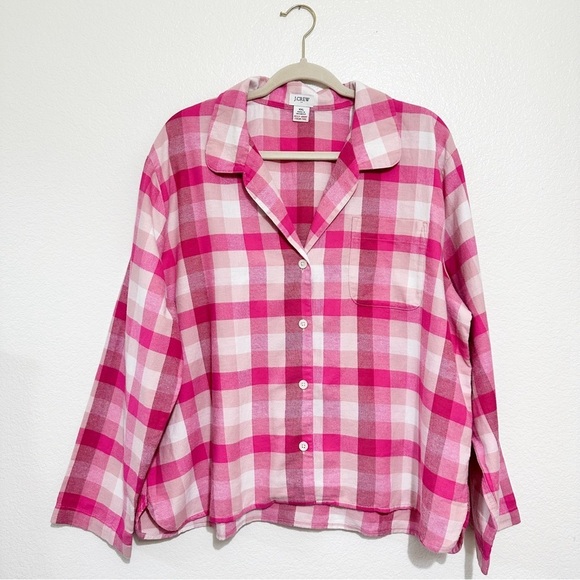 J. Crew Other - J. Crew Flannel Long Sleeve Pajama Top in Pink XXL